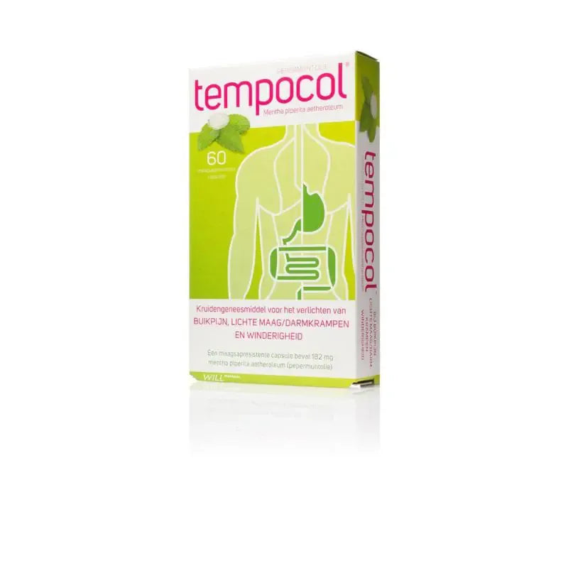 Tempocol Maagsapresistente pepermunt 182 mg 60 capsules