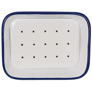 Tade Zeepbakje email met uitlekschaaltje wit/blauw