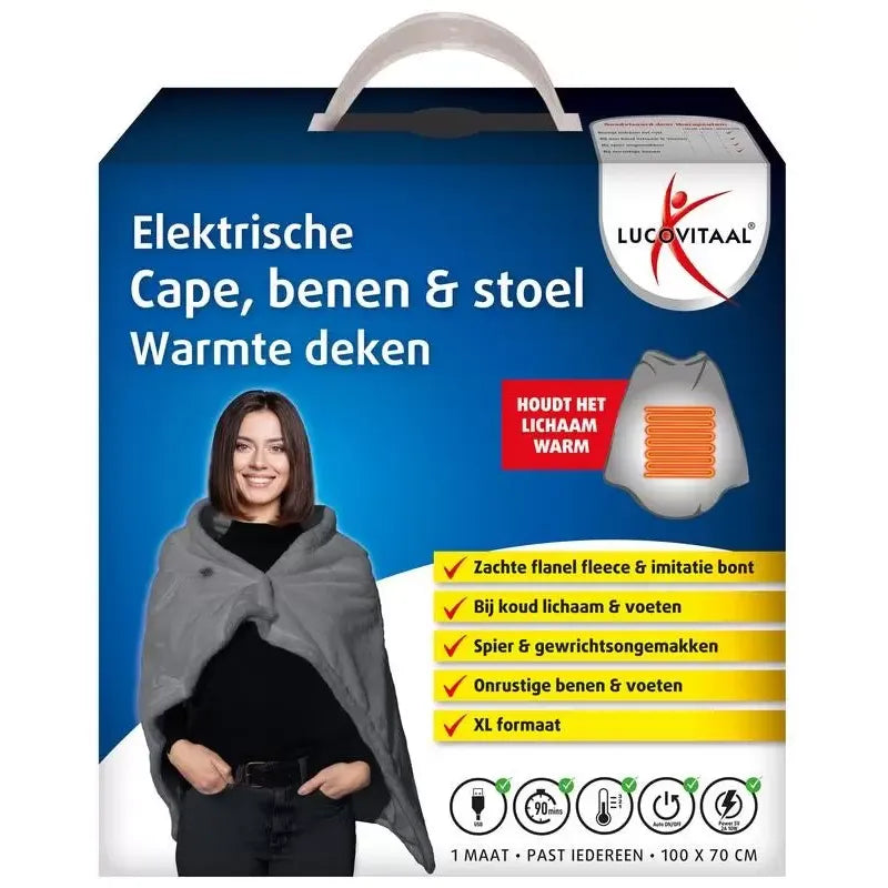 Lucovitaal Electrische cape benen & stoel warmte deken 1 paar