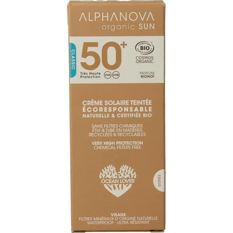 Alphanova Sun gekleurde dagcreme classic vegan SPF50+ 50 gram