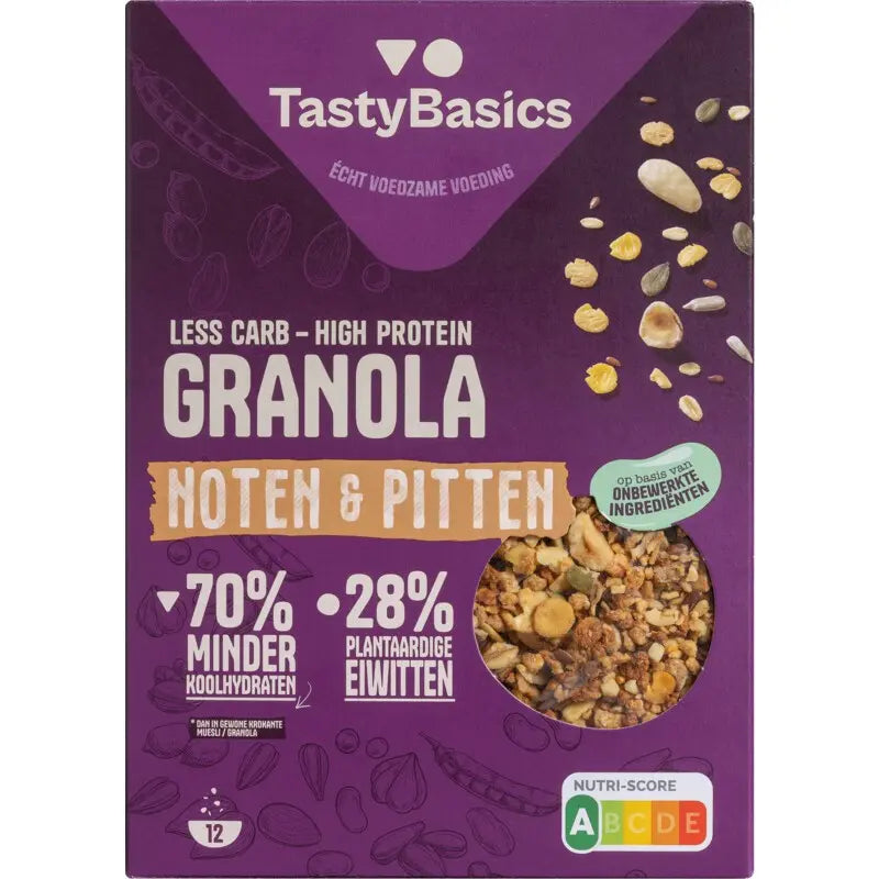 Tastybasics Less carb-high protein granola noten & pitten 350 gram