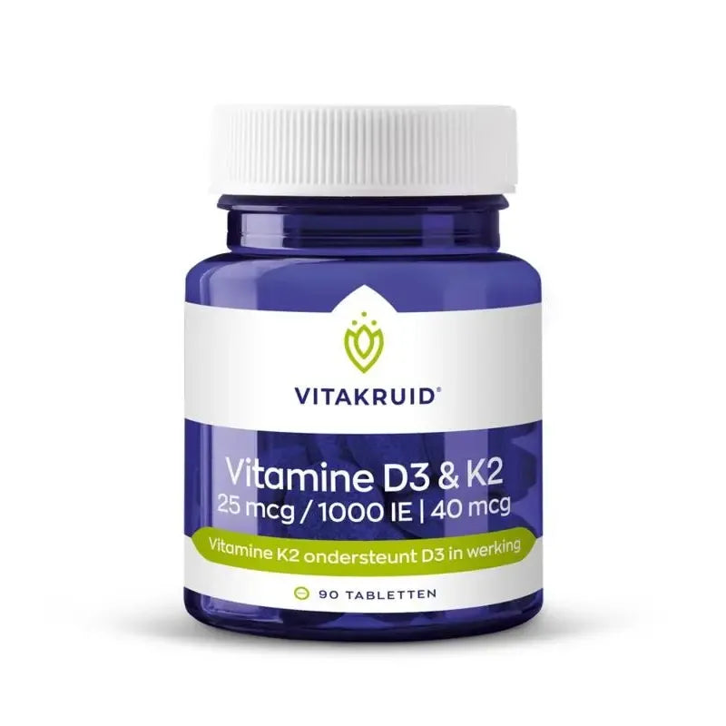 Vitakruid Vitamine D3 25mcg & K2 40mcg 90 tabletten