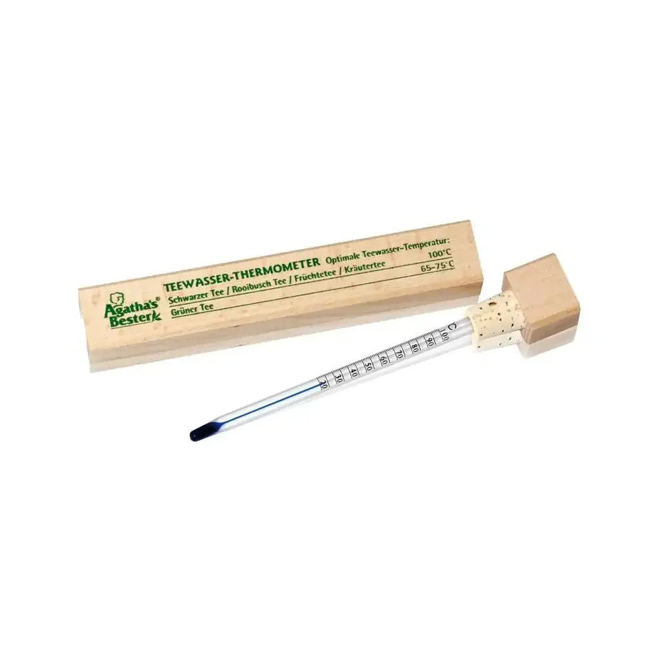 Agatha S bester Theewater thermometer houten doos