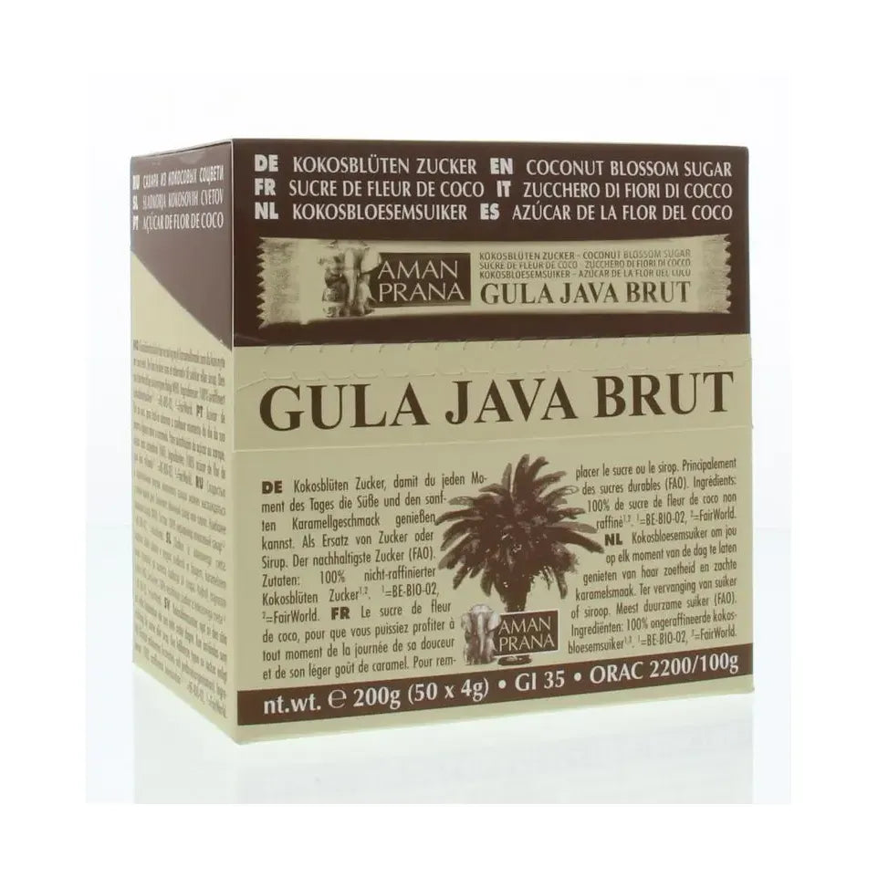 Amanprana Gula java brut stick 50 x 4 biologisch 200 gram