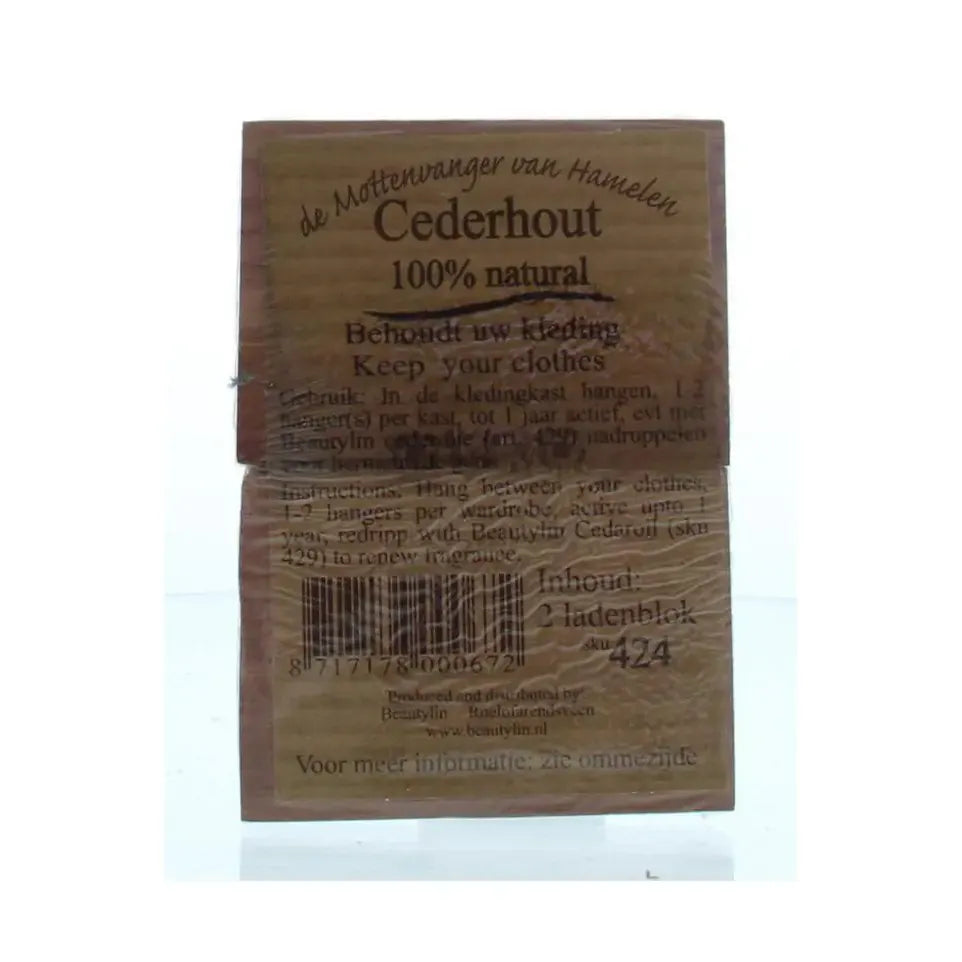 Beautylin Cederhout ladenblok 100% natuurlijk 2 stuks (afbeelding 2)