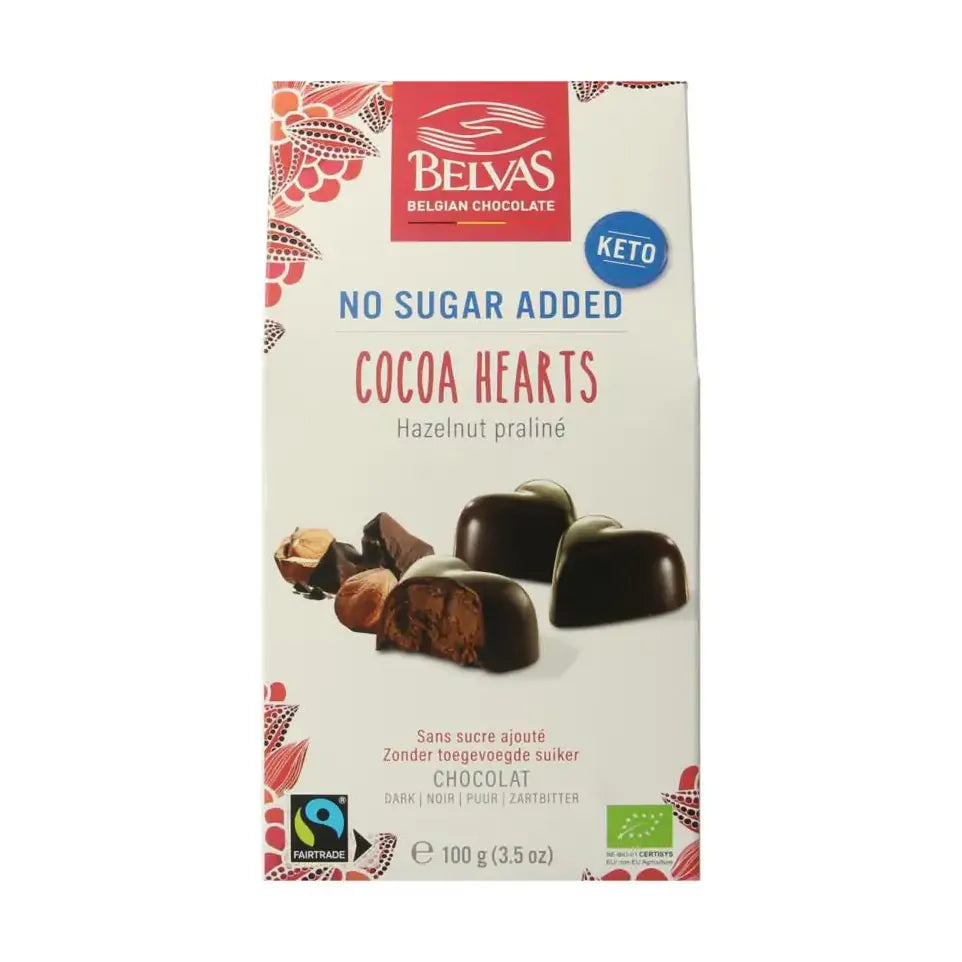 Belvas Choco hart hazelnoot praline 100 gram