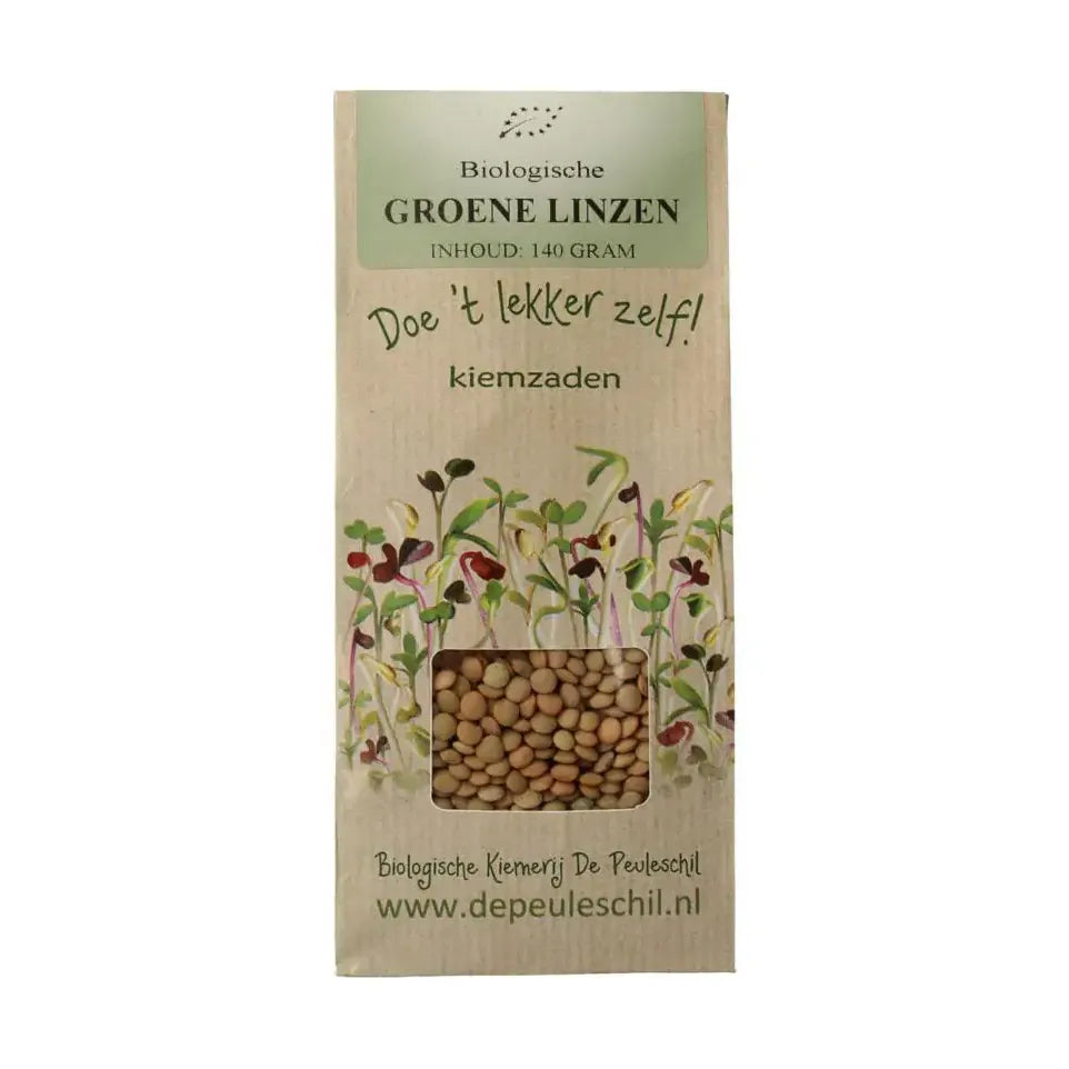 Biologische kiemerij De Peuleschil Groene linzen140 gram