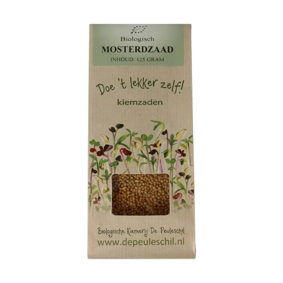 Biologische kiemerij De Peuleschil Mosterdzaad wit135 gram
