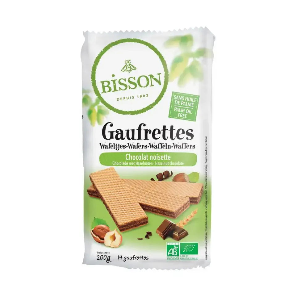 Bisson wafels choco hazelnoot biologisch 200 g