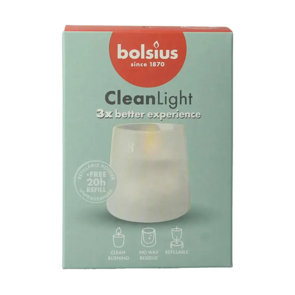 Bolsius Clean Light starterkit houder wit - incl. geurloze