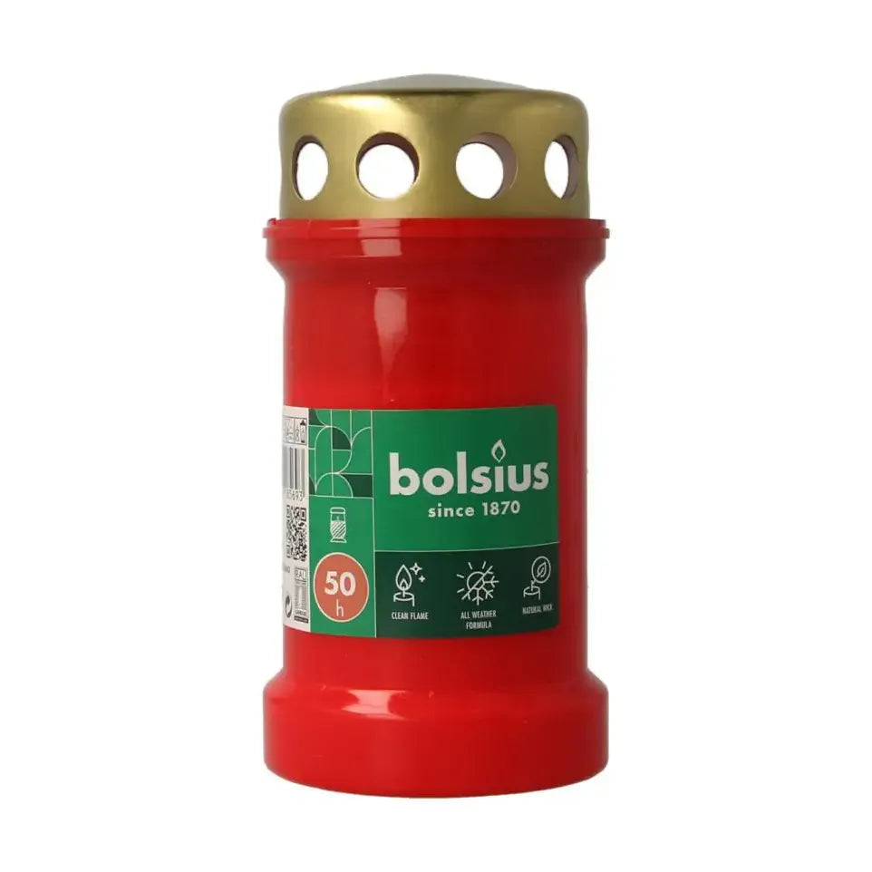 Bolsius Herdenkingslicht nr3 rood met deksel