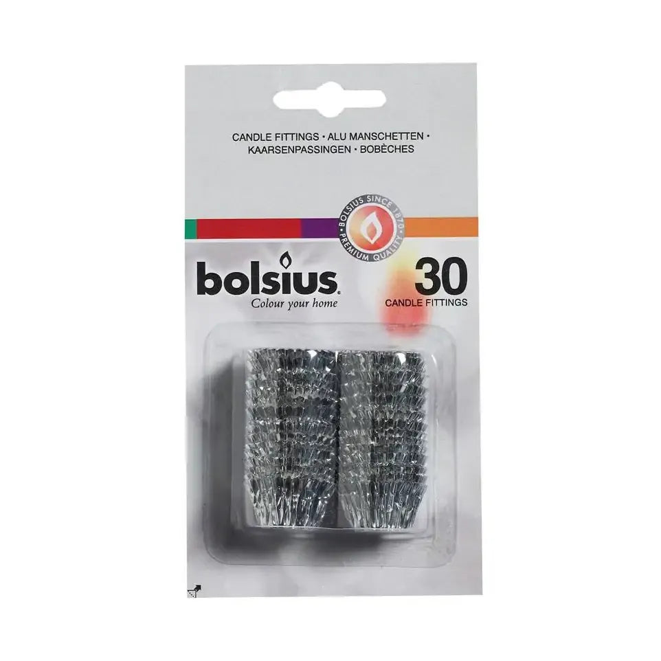 Bolsius Kaarsaanpassing zilver blisterverpakking 30 stuks