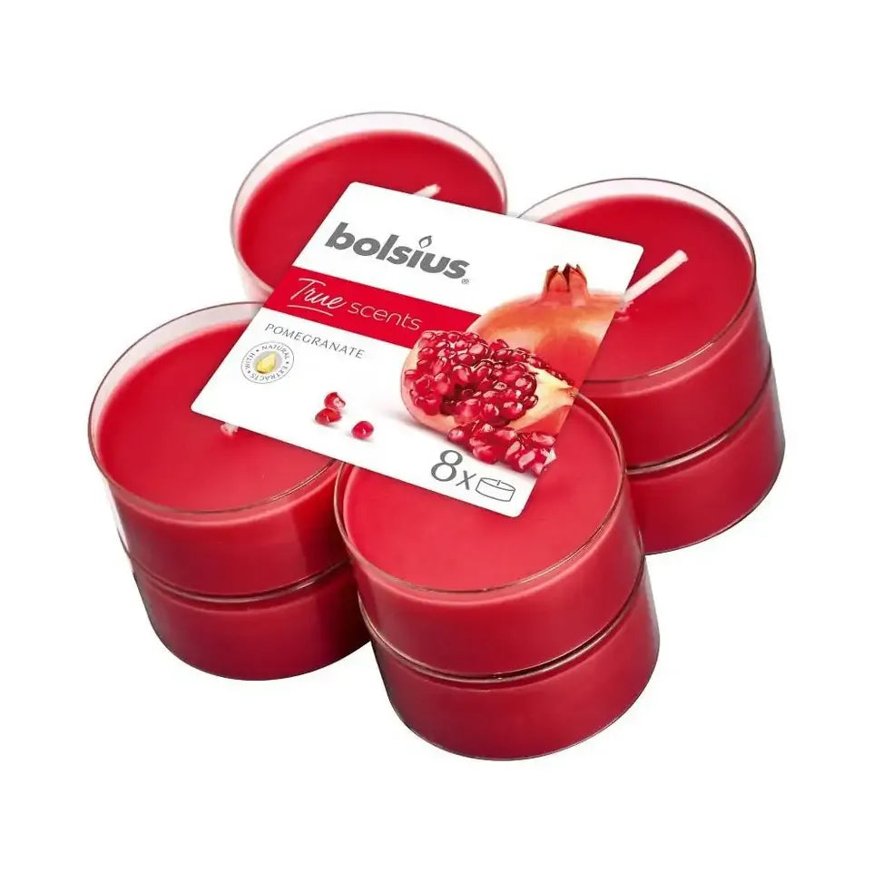Bolsius True Scents maxilicht pomegranate 8 stuks