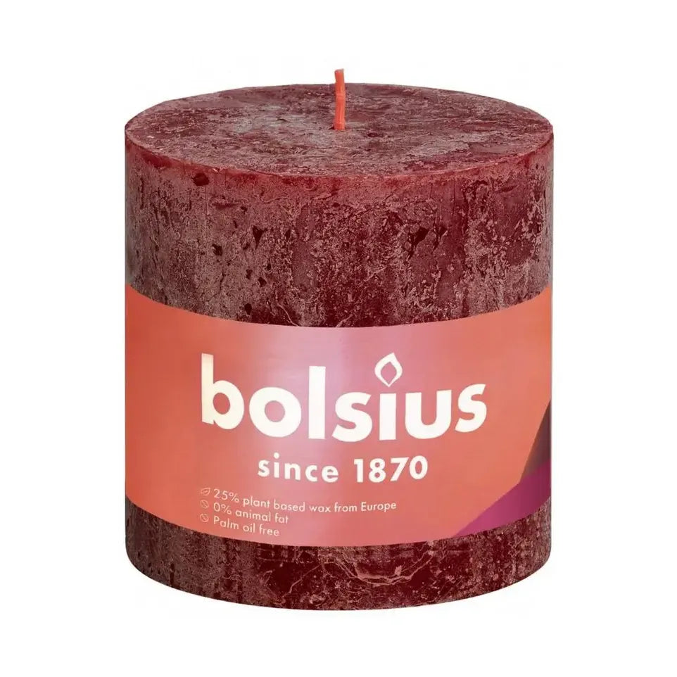 Bolsius Rustiekkaars shine 100/100 velvet red