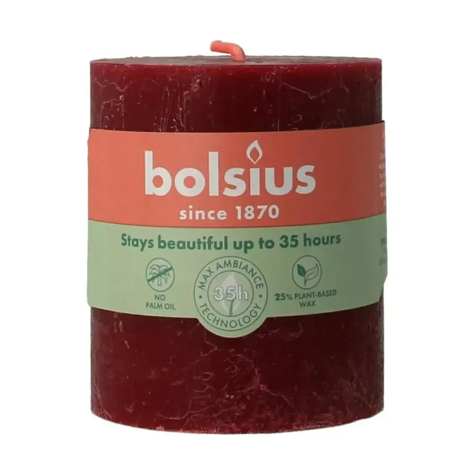 Bolsius Rustiekkaars shine 80/68 velvet red