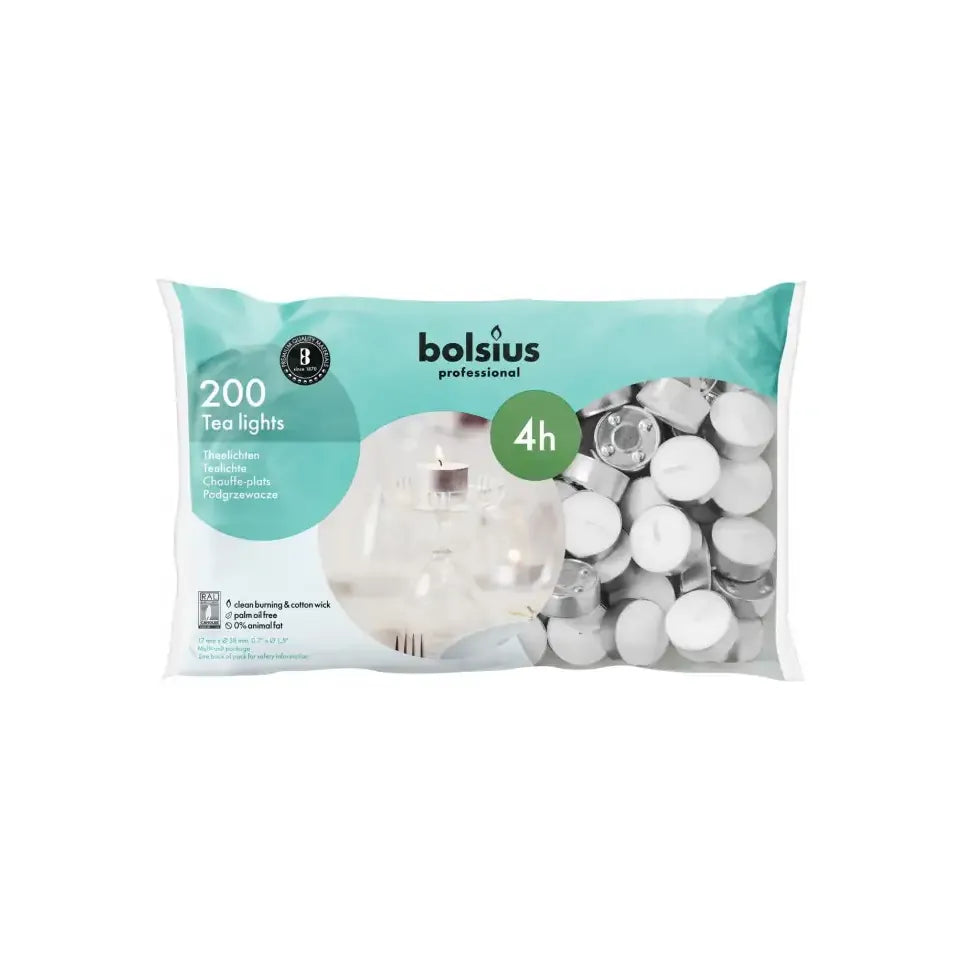 Bolsius Theelicht 16/38 wit 200 stuks