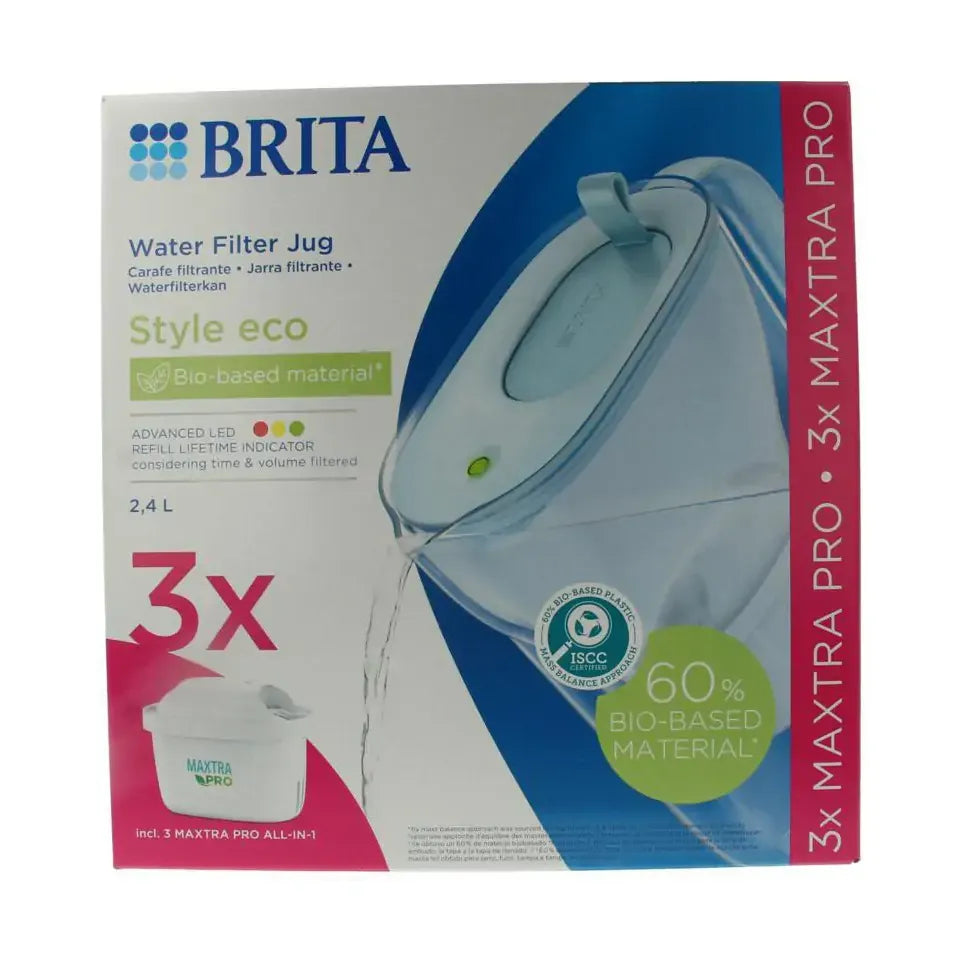 Brita Waterfilterbundel cool powder blue + 3 filters