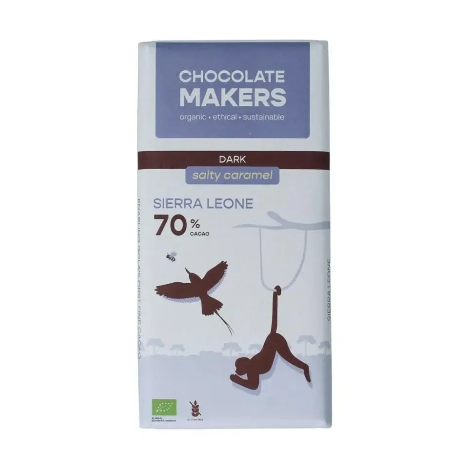 Chocolatemakers Sierra Leone salty caramel 70% biologisch 80 gram