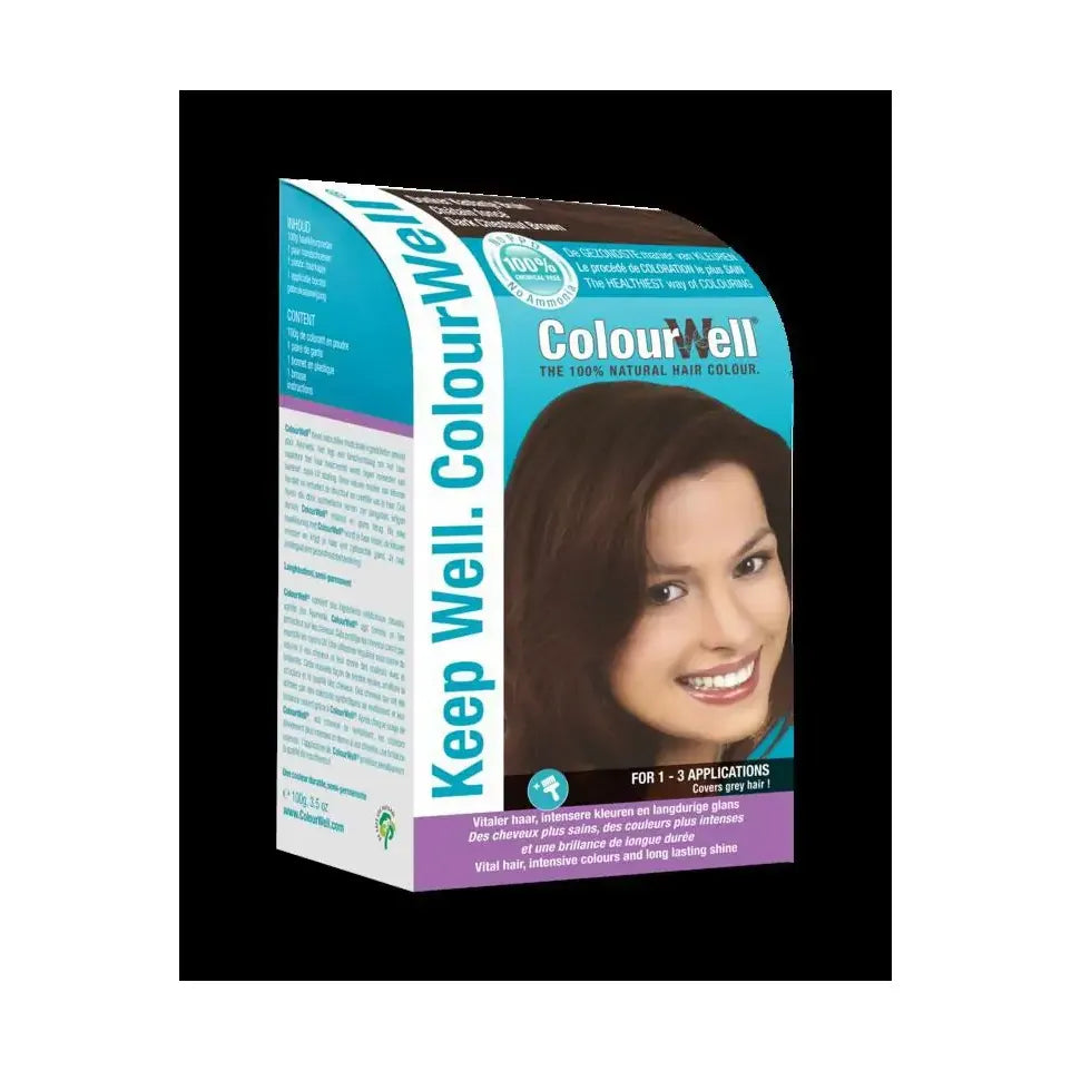 Colourwell 100% natuurlijke haarkleur donker kastanje bruin 100