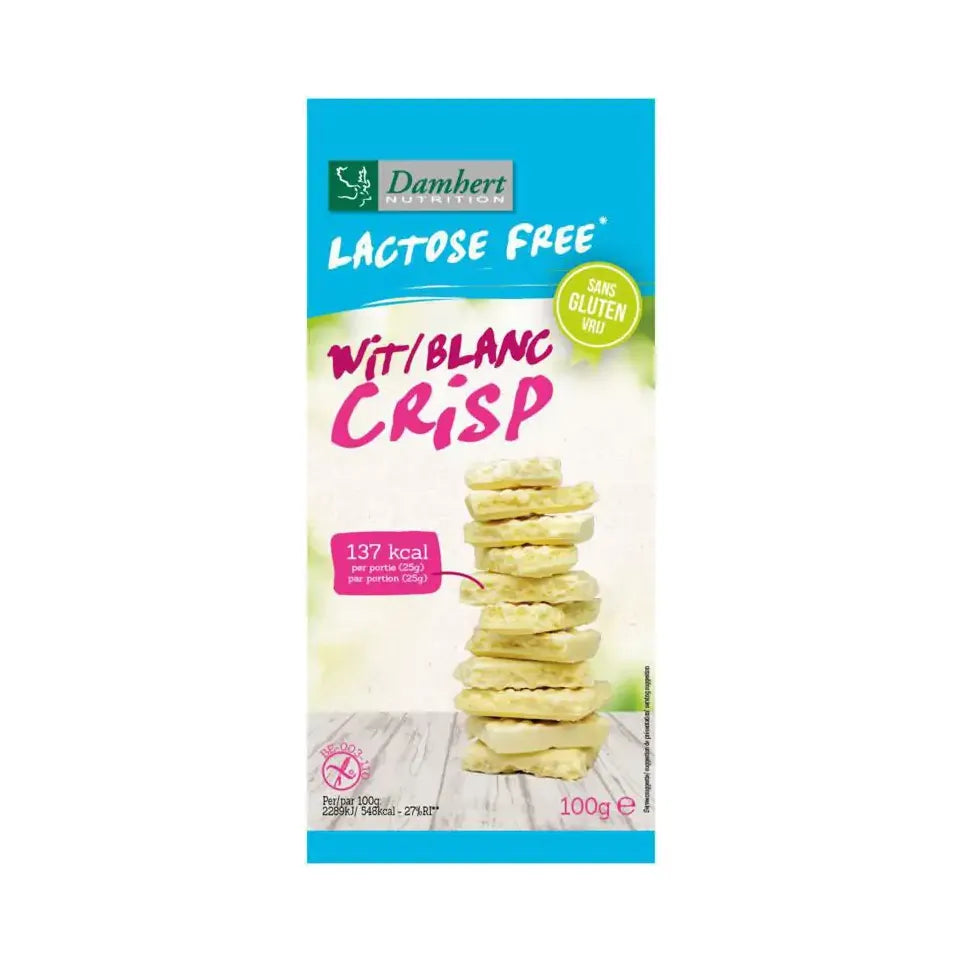Damhert Witte chocoladetablet crisp gluten- en 100 gram