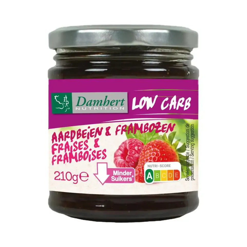 Damhert Dieetconfituur aardbei/framboos 210 gram