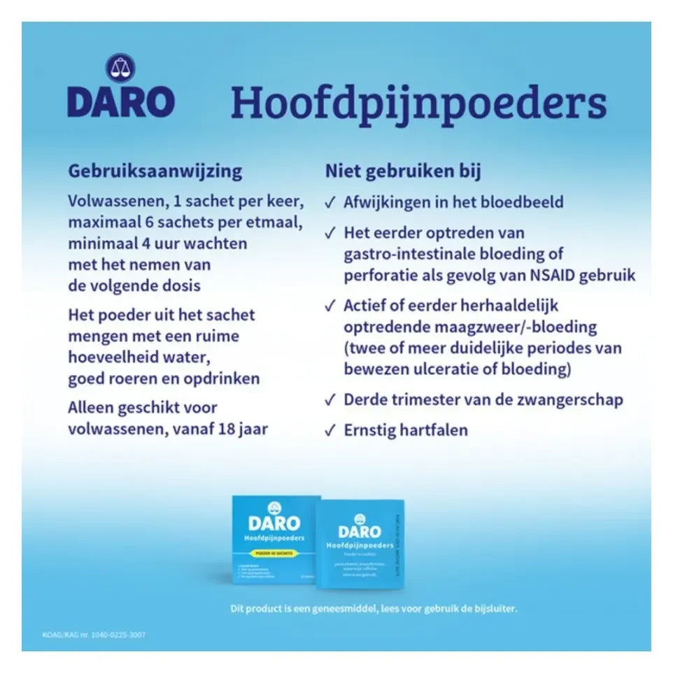 Daro Hoofdpijnpoeders 20 stuks