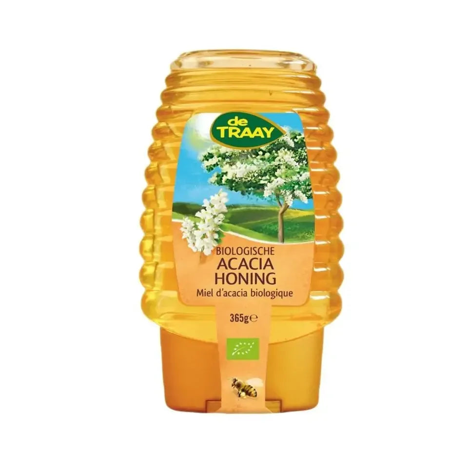 De Traay Acaciahoning knijpfles biologisch 375 gram