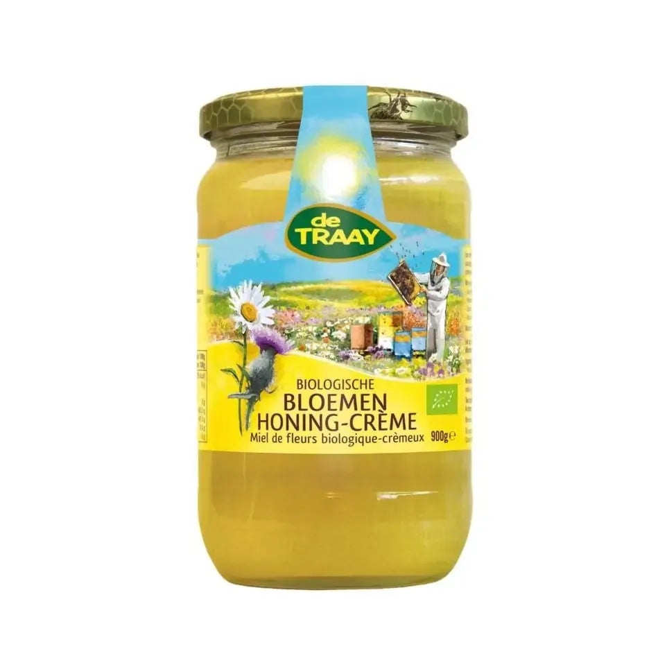 De Traay Bloemenhoning creme biologisch 900 gram