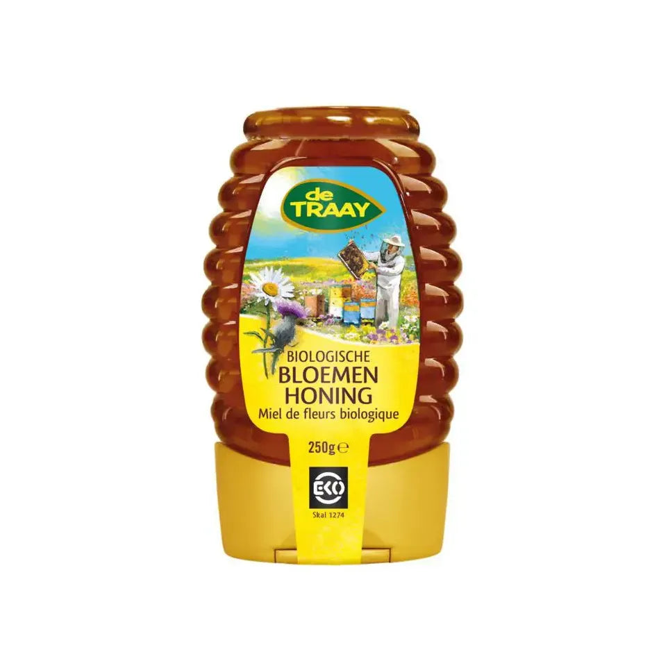 De Traay Bloemenhoning knijpfles biologisch 250 gram