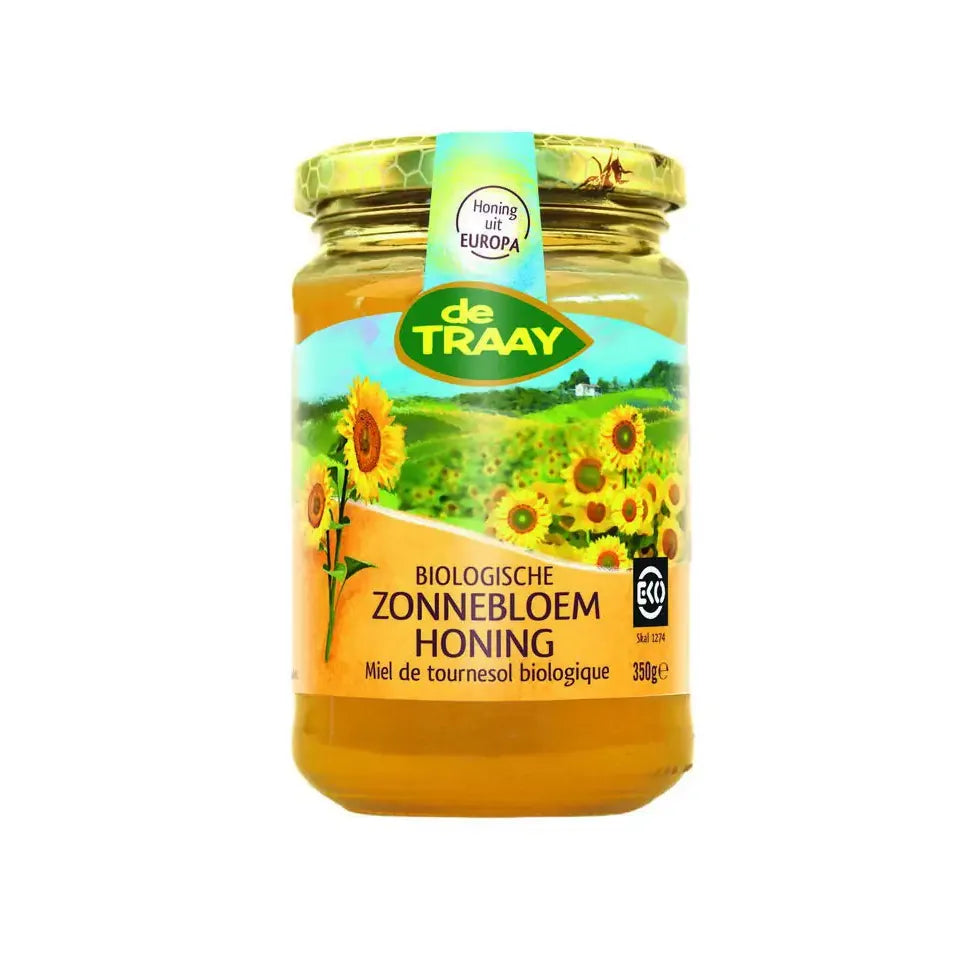 De Traay zonnebloem honin creme biologisch 350 g