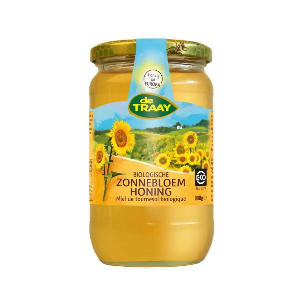 De Traay Zonnebloemhoning creme biologisch 900 gram