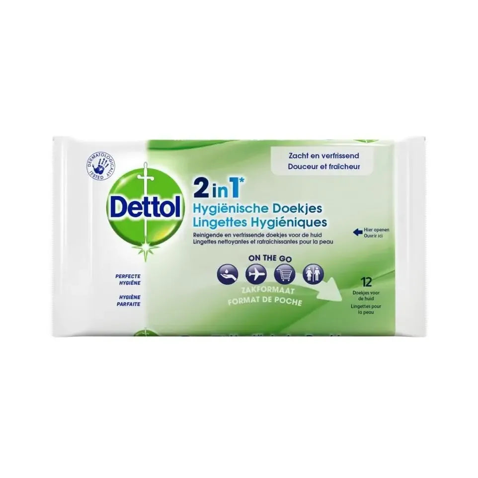 Dettol Wipes 2-in-1 12 stuks