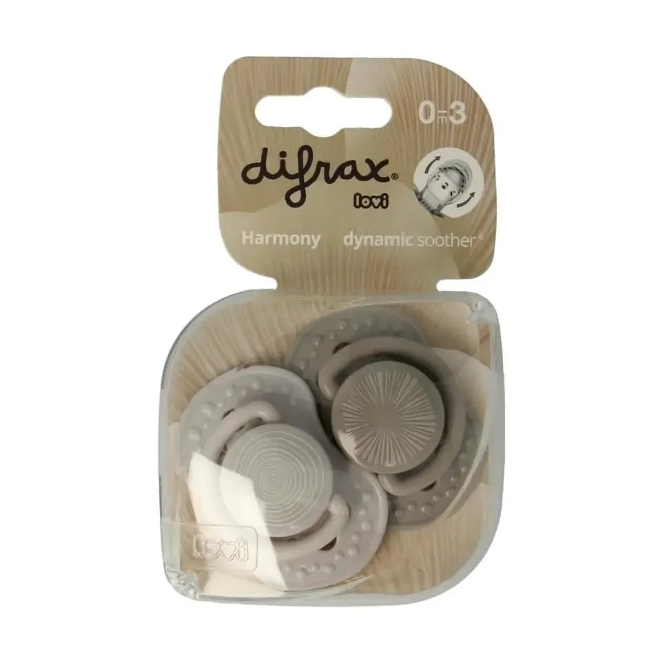 Difrax Fopspeen 0-3 maanden harmony grey 2 stuks