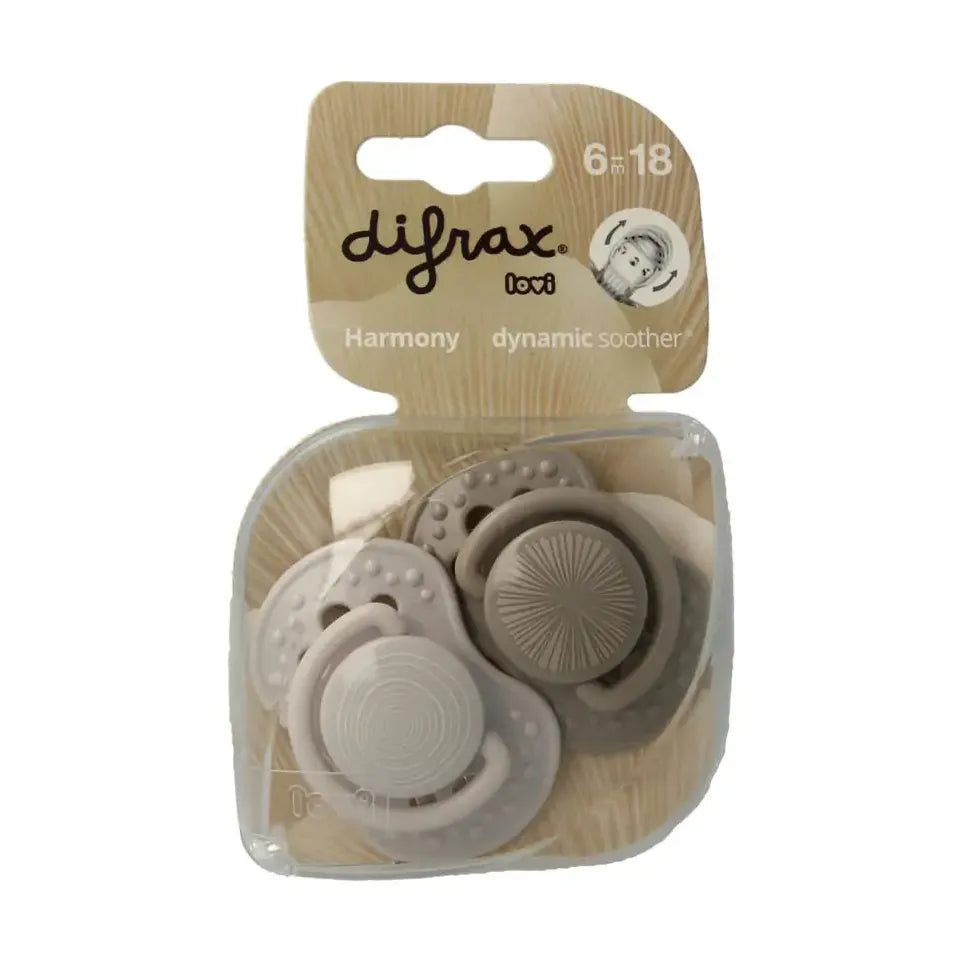 Difrax Fopspeen 6-18 maanden harmony light grey/dark grey 2