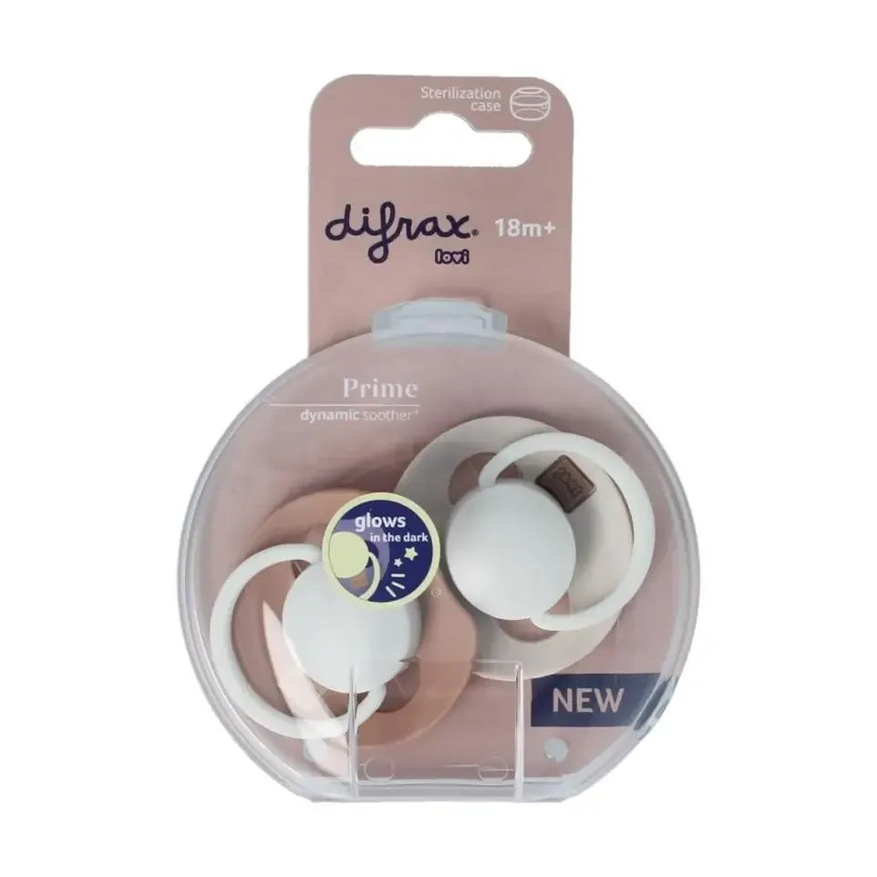 Difrax Fopspeen glow dynamic 18+ mnd ivory/blush 2 stuks