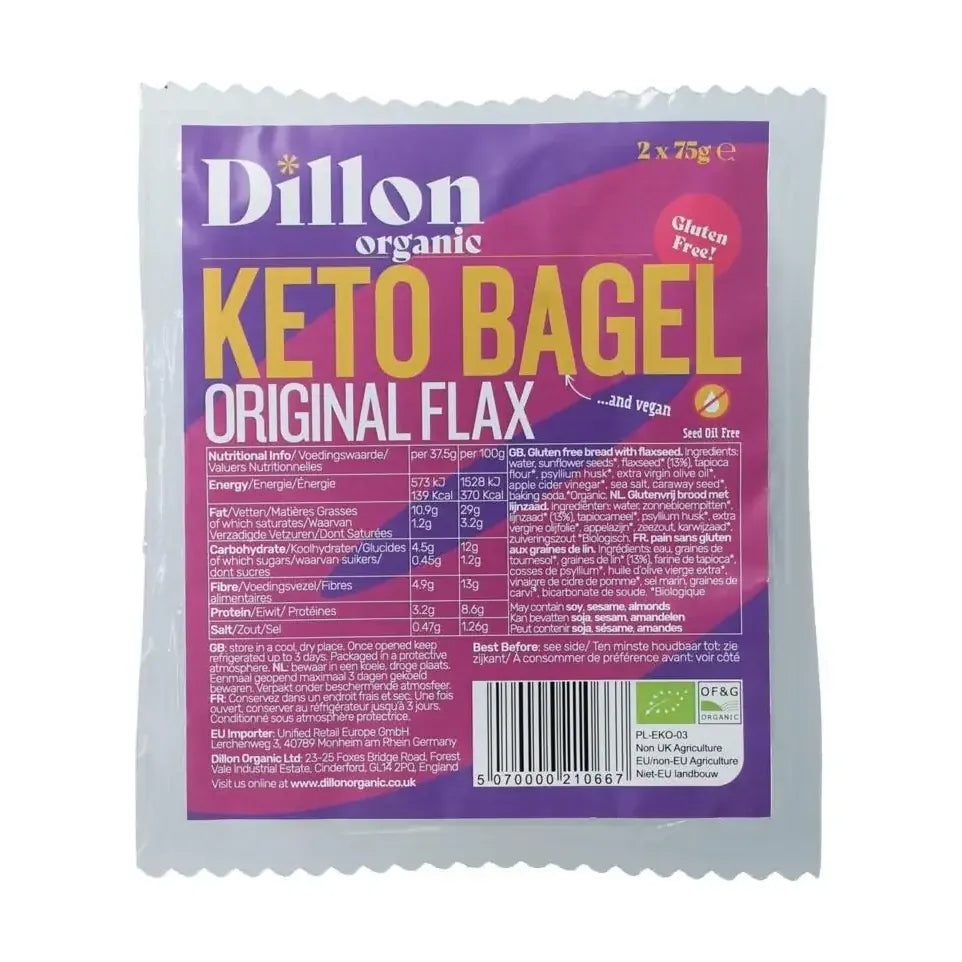 Dillon Organic Bagel lijnzaad glutenvrij biologisch demeter 150