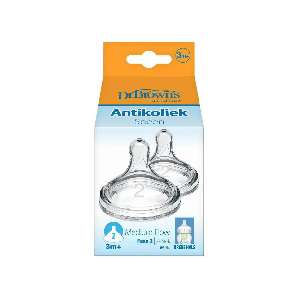Dr Brown's Options+ speen fase 2 brede halsfles 2 stuks