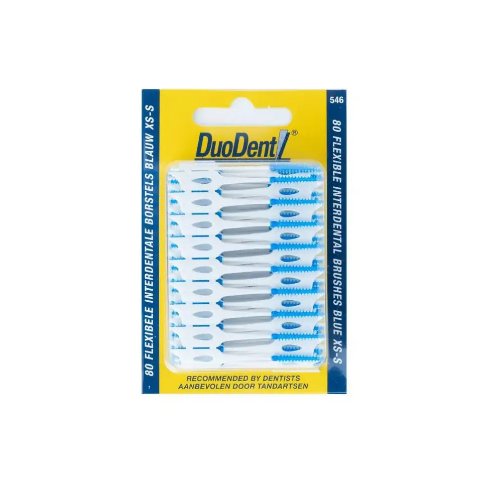 Duodent flexibele interdentale borstels xs-s blauw 80 stuks