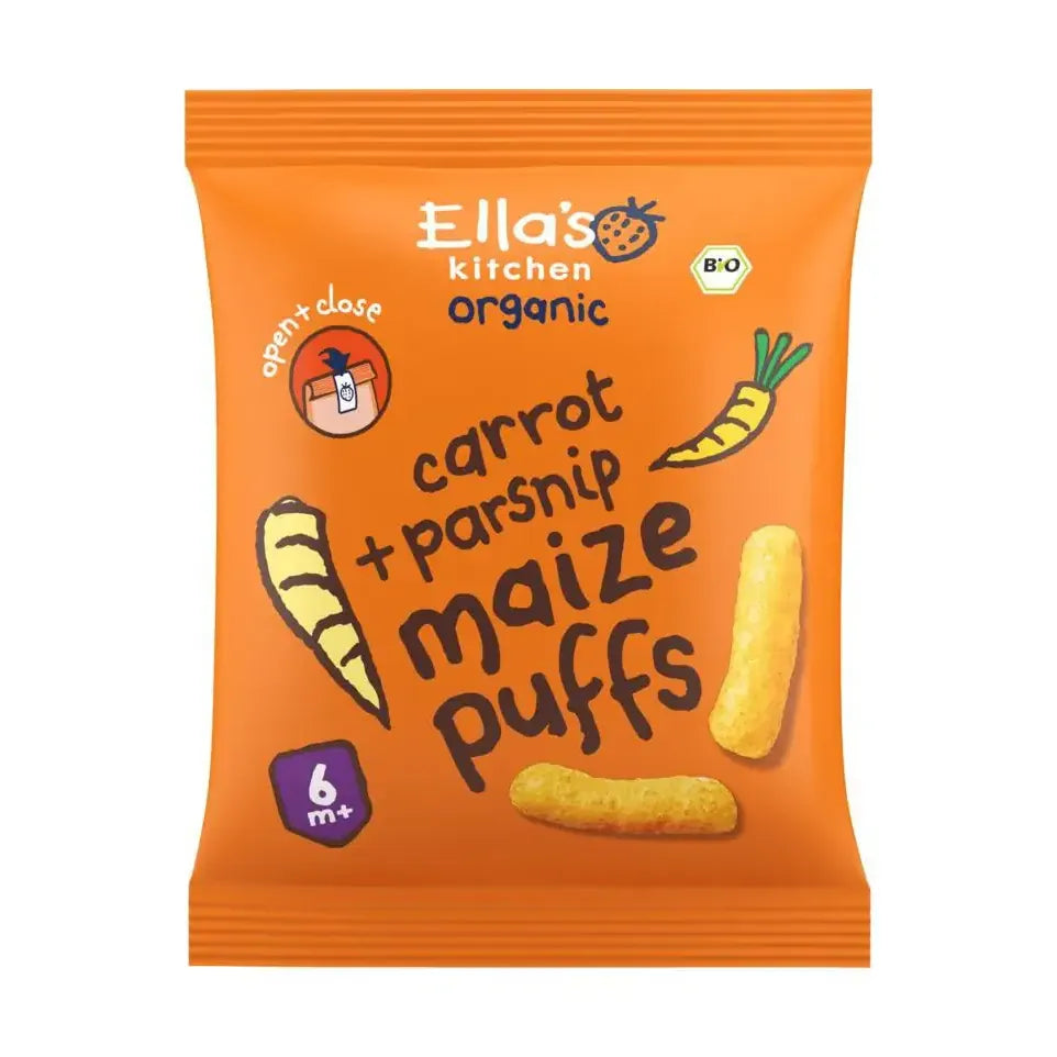 Ella's Kitchen Maize puffs carrot/parsnip 6+ maanden 20 gram