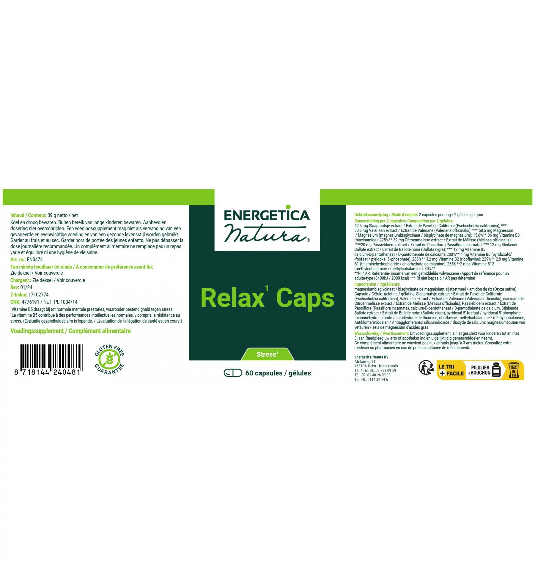 Energetica Natura Relaxol 60 capsules (afbeelding 3)