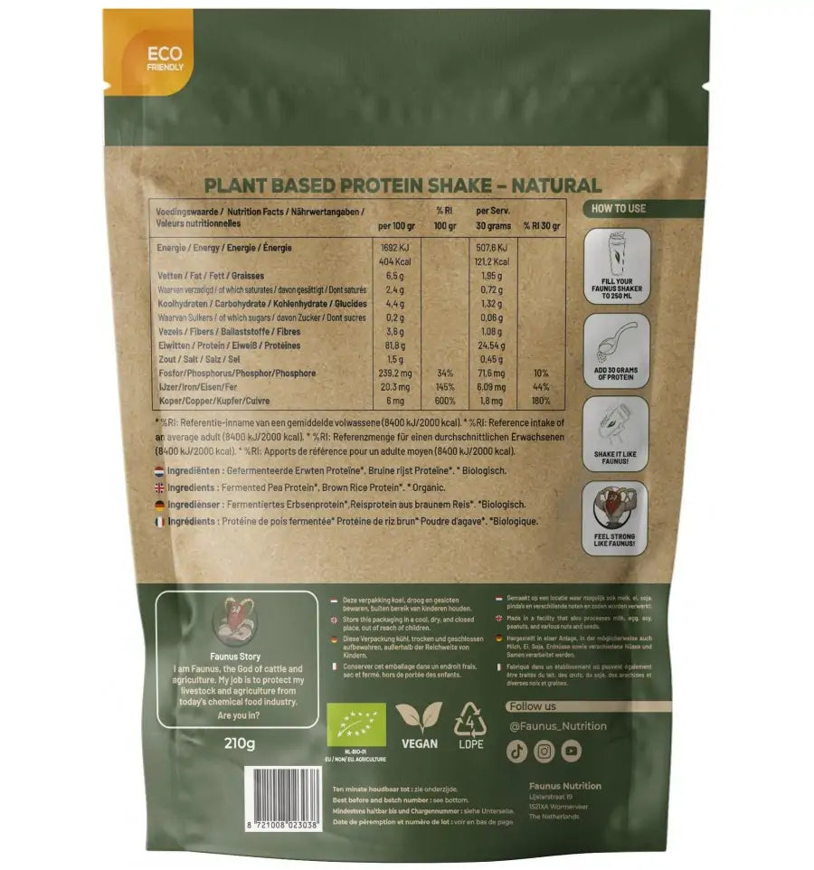 Faunus Nutrition Fermented Protein Natural Bio 210 gram (afbeelding 2)