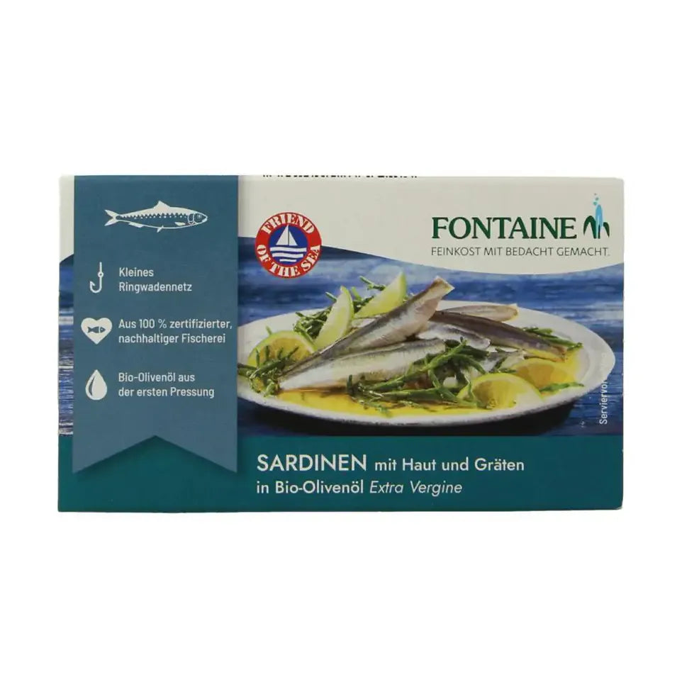 Fontaine Sardines met huid en graat 120 gram