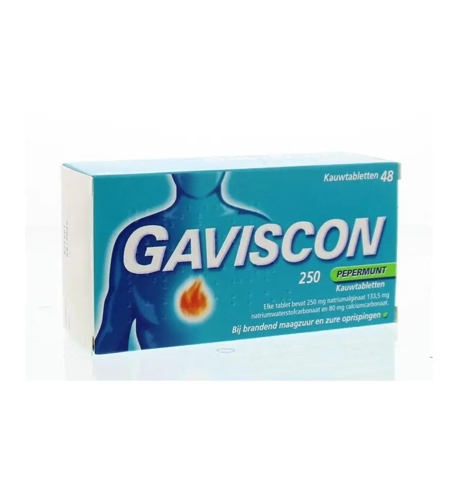 Gaviscon Pepermunt 250 48 kauwtabletten
