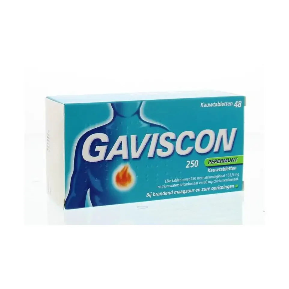 Gaviscon Pepermunt 250 48 kauwtabletten