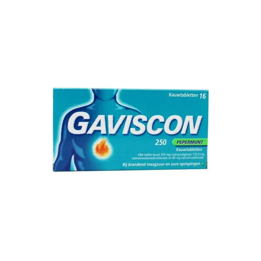 Gaviscon Pepermunt 250 16 kauwtabletten (afbeelding 1)