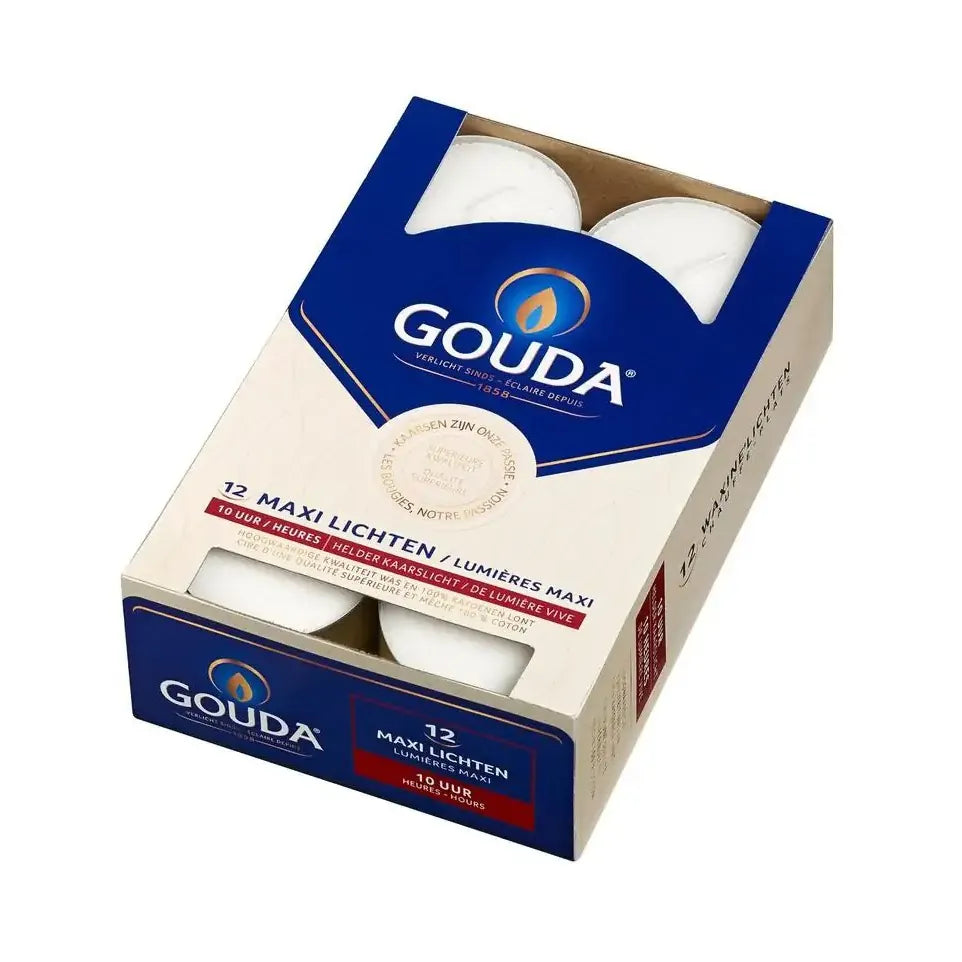 Gouda Maxi waxinelicht 10 uur wit 12 stuks