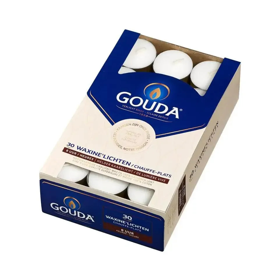 Gouda Waxinelicht 8 uur wit 30 stuks
