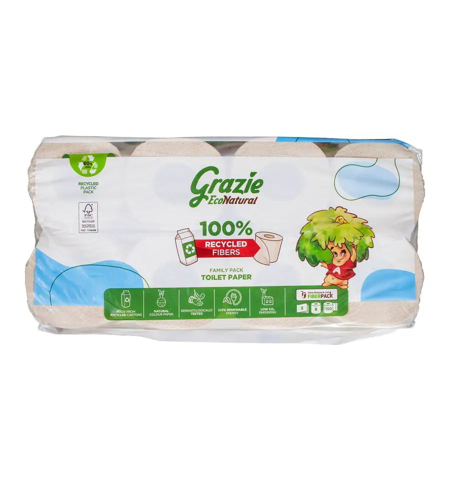 Grazie Natural Toiletpapier 3-laags 8 stuks