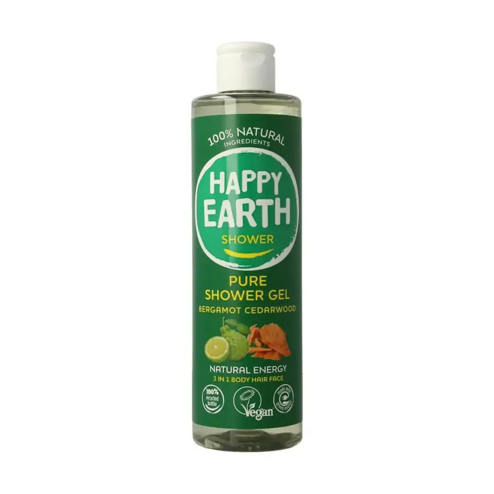 Happy Earth Douchegel bergamot cedarwood 300 ml