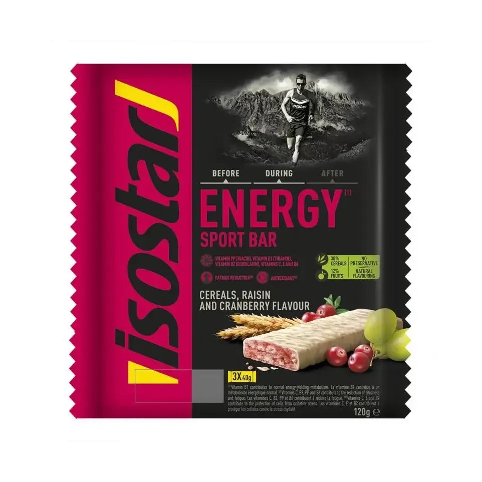 Isostar Energy sport bar cereals raisin cranberry 3 x 40g 120